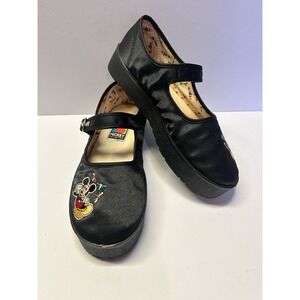 Vintage Mickey Unlimited Black Satin Mary Jane Platform Shoes Mickey Mouse 6.5